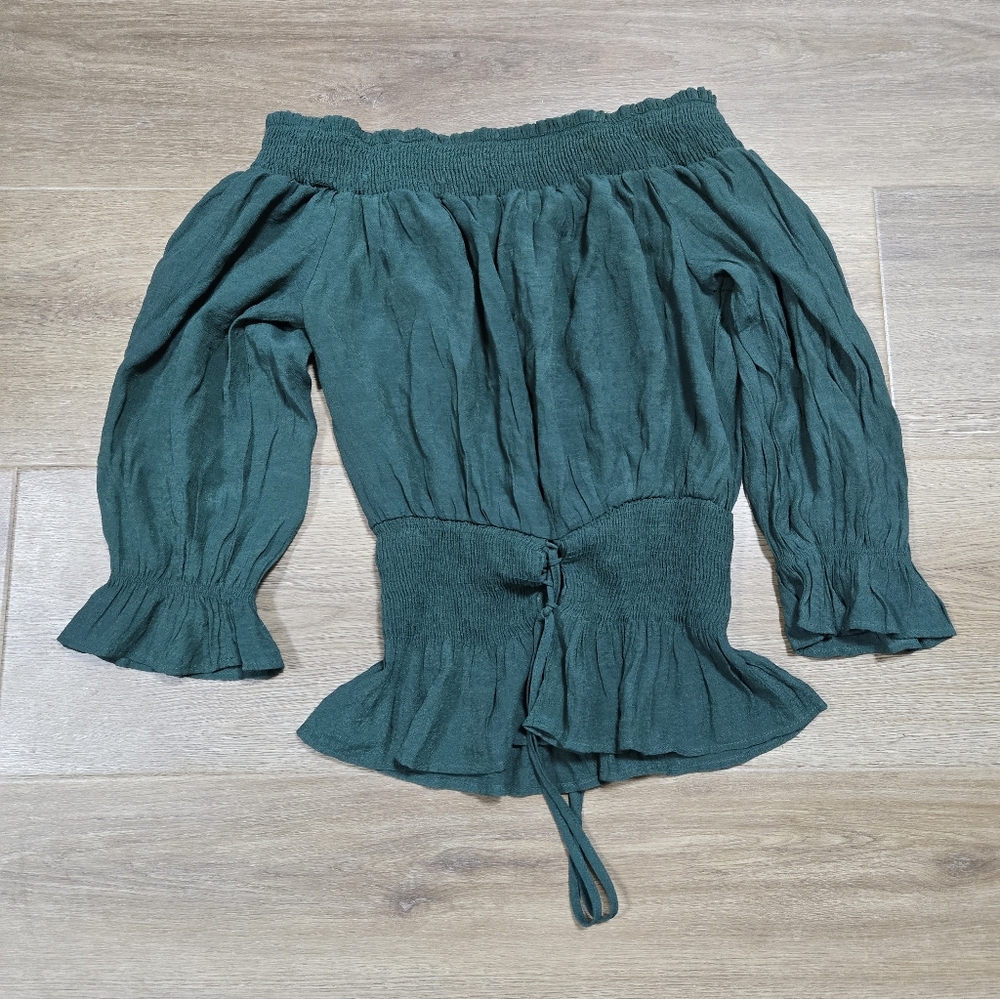 E M T.J. Maxx Womens Green  Half Sleeve Blouse Size Medium